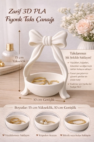 Takı Organizeri Fiyonklu Yüzük Kolye Standı Şık Dekoratif Takı Düzenleyici