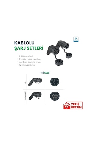 Chargemobile 32 A 22 Kw Trifaze Type 2 Şarj Kablosu 5 M Standart