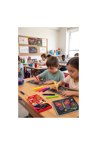 Neon Üçgen Mum Boya 6 Lı 1 Paket Fatih 6 Renk Üçgen Mumboya Elleri Kirletmeyen Yıkanabilir Silinebilir Karton Kutu Çok Renkli