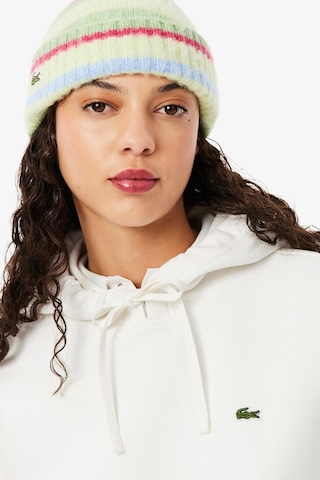 Lacoste Relaxed Fit Hoodie Cotton Sweatshirt Kadın Kapüşonlu Sweatshirt Beyaz Beyaz