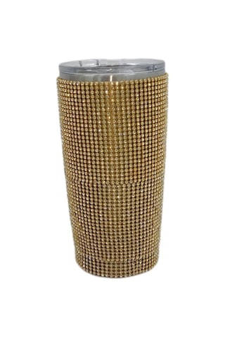 Homyl 600ml Seyahat Elmas Su Şişesi Kupa Vakum Tumbler Altın Altın