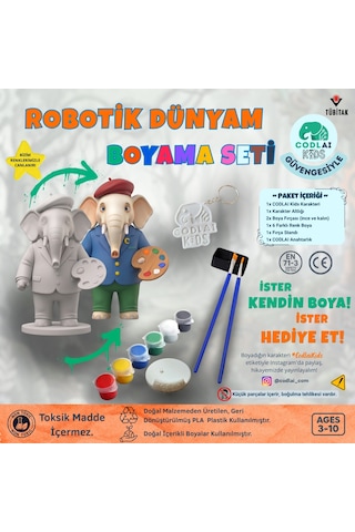 Codlaı Kids Robotik Dünyam 3d Boyama Seti - Çocuklar İçin Eğitici Yaratıcı Oyuncak Boyama Kiti - Sanatçı Fil