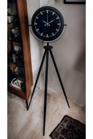 Siyah Lüks Sade Tripod Ayaklı Saat Çok Renkli