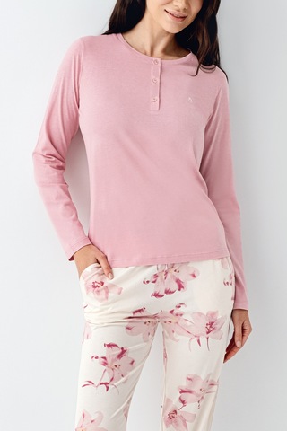 Pierre Cardin 9055 Modal Uzun Kol Kadın Pijama Takımı V1 Gül Kurusu