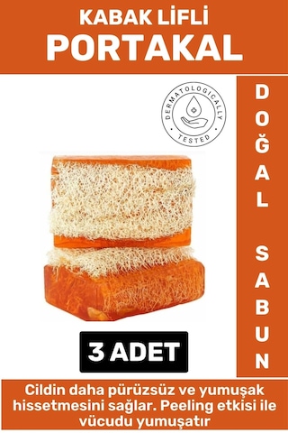 Özel Üretim Masaj Etkili Nemlendirici Kuruluk Giderici Doğal Kabak Lifli Portakal Sabunu 2 Adet