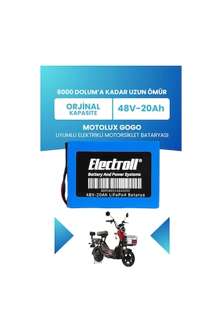 Motolux Gogo Uyumlu Batarya Standart Kapasite Lifepo4 48v 20ah Elektrikli Motorsiklet Bataryası