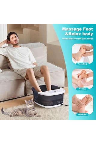 Ecarbme Isı Kabarcıkları Ve Titreşim Masajı Ve Jetleri İle Ayak Spa Banyosu Masajı, 453.6g Çay Ağacı Yağı Ayak Islatma Epsom Tuzu, 22 Silindirli Ayak Sağanak, Hızlı Isıtma, Ayarlanabilir Sıcaklık