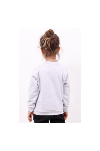 Toontoy Kız Çocuk Göğsü Kalp Nakışlı Sweatshirt Gri Melanj