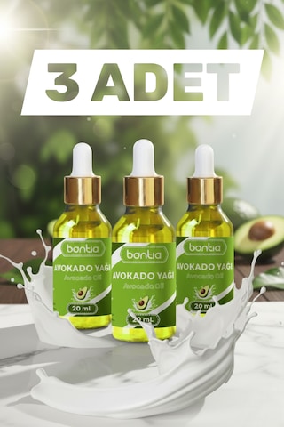 Avokado Yağı 3x20 Ml %100 Saf Soğuk Sıkım Saç Ve Cilt Bakımı Nemlendirici Besleyici Doğal Yağ 60 ML