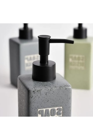 Mat Taş Dokulu 500ml Seramik Sıvı Sabunluk, Siyah Pompa 12 Izgara