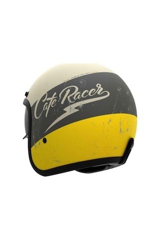 Thh T-383 Cafe Açık Motosiklet Kaskı Gri - Sarı