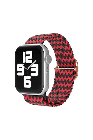 Apple Watch 38mm Uyumlu Star Kordon - Zigzag Kırmızı-siyah