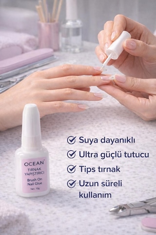 Fırçalı Tırnak Yapıştırıcı 10 G - Brush On Nail Glue 2 Adet