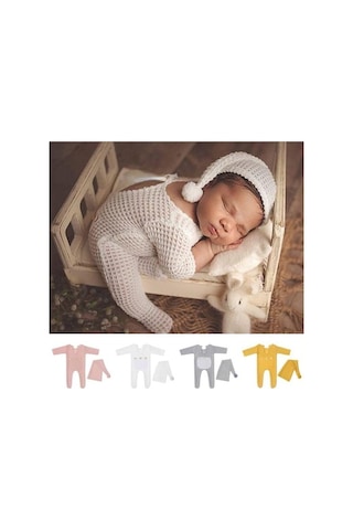 Trendooze Yousheng Yenidoğan Tulum Tığ Takım Sevimli Sahne Romper Pembe Kıyafet Jakarlı Fotoğrafçılığı Fotoğraf Esneklik Desen Büyük Bebekler Bebek 1 Ay Pembe