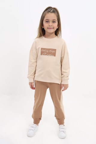 Toontoy Kız Çocuk Nakışlı Eşofman Takım Bej