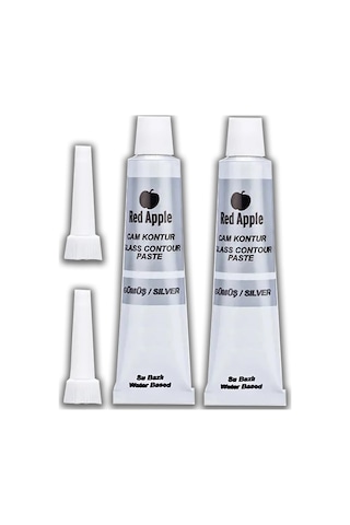 Gümüş Gri Kontür Boyası 20 Ml 2 Adet Red Apple Cam Vitray Boyası Kontur Boyası Ana Hatları Çizme Sanatsal Hobi