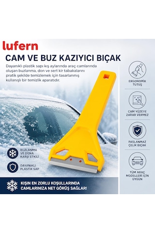 Profesyonel Cam Ve Buz Kazıyıcı Bıçak Don Sert Tabaka Buzlanma Boya Spatula Paslanmaz Çelik Sarı