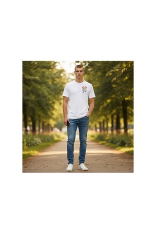 Urbantrendstore Unisex Çift Sevgili Eş Tatlı Bear Oversize Fit Rahat Geniş Salaş T-shirt Günlük Tişört Beyaz
