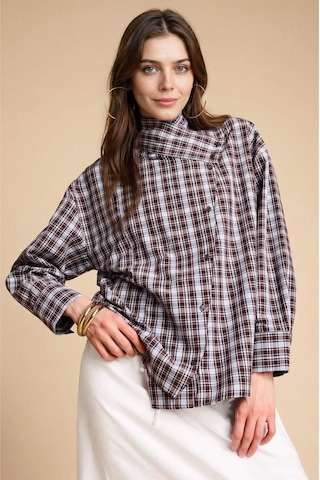 Defacto Regular Fıt Dama Desenli Poplin Uzun Kollu Tunik H4224ax26spbn340 Kahve-bn340