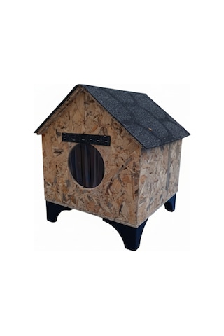 Osb Kedi Kulübesi 45x48x62cm Ayaklı, Yalıtımlı Ve Dayanıklı Dış Mekan Kedi Evi