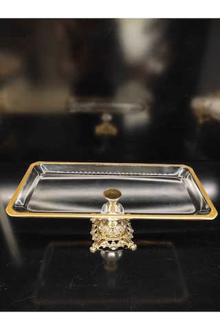 Cemile Gold Ayaklı Baton Pastalık Kek Servis 30x15x12cm Altın