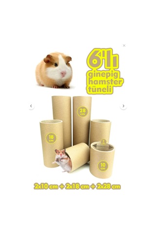 6 Lı Doğal Kağıt Tünel Seti Ginepig, Hamster Ve Kemirgenler İçin Çevre Dostu Oyun Tüneli
