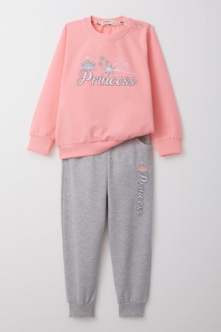 Breeze Kız Bebek Eşofman Takım Prenses Yazı Nakışlı 9 Ay-3 Yaş, Pembe Pembe