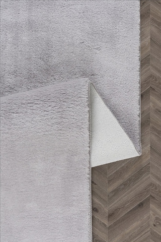 Vl Oval Comfort Overloklu Peluş Yolluk Açık Gri Gri Düz Ponpon