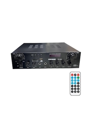 Rose Fr-801 2x100 Watt 2 Zone Trafolu Stereo Anfi Mp3, Bluetooth, Sd Kart 2 Mikrofon Girişli Kumandalı