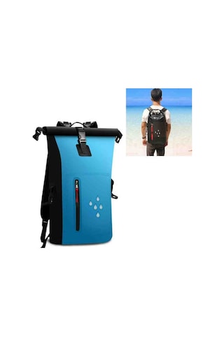 Sones 25l Su Geçirmez Sırt Çantası Su Geçirmez Reflektif Şeritli Kova Çantası Mavi