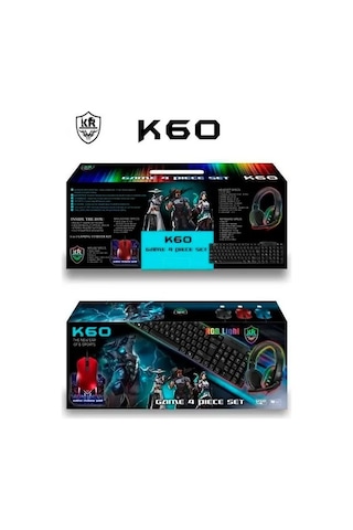 Karler K60 Kablolu RGB Oyuncu Klavye + Mouse + Kulaklık + Mouse Pad
