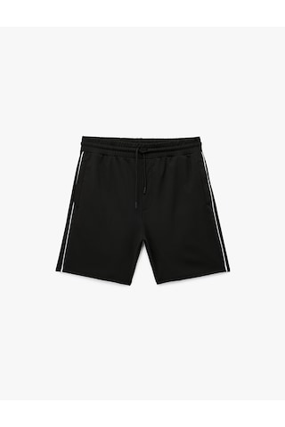 Koton Cep Detaylı Biyeli Beli Bağcıklı Spor Şort Siyah 6wam40039nk Siyah