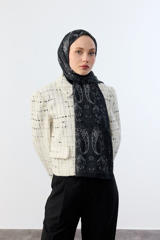 Mirsoy Scarf Asya Etnik Desen Şal Siyah