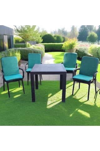 Lüks Arkalıklı Sandalye Minderi 6lı 4cm Süngerli Yeşil