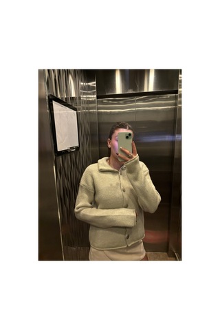 Genel Markalar Kadın Sarı Polo Yaka Düğmeli Oversize Triko Hırka Uzun Kollu Basic Günlük Hırka Sarı 923228701 Sarı