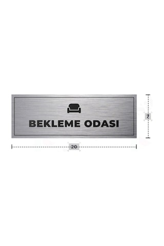 Bekleme Odası Yazılı - Metal - Gümüş Renk - Kapı İsimliği - 20x7 Cm