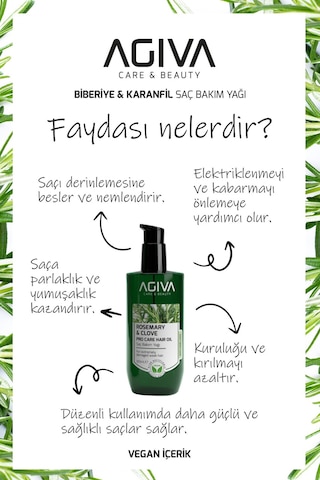 Agiva Biberiye&Karanfil Dökülme Karşıtı Saç Bakım Yağı 100 ML