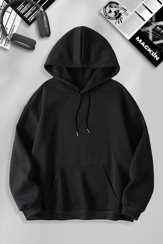 Macklin Sevgili Çift Kombin Mcqueen Ve Sally Sırt Baskılı Özel Tasarım Kapüşonlu Sweatshirt 2li Set Takım Siyah Mck1169 Siyah