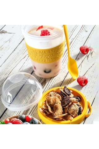 Buffer Taken Go Kapaklı Kaşıklı Pratik Taşınabilir Yoğurt Kabı Çok Renkli