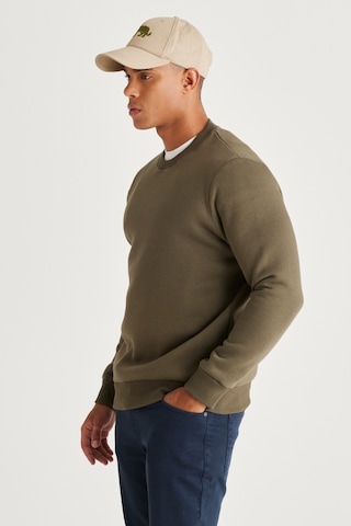 AC&Co / Altınyıldız Classics Erkek Hakı Standart Fit Normal Kesim İçi Polarlı Bisiklet Yaka Sweatshirt Haki