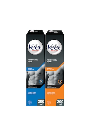Veet Men Hassas Erkeklere Özel Tüy Dökücü 200 ML + Normal Erkeklere Özel Tüy Dökücü 200 ML