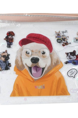 Vuki A4 Sulu Fermuarlı Şeffaf Dosya Vk-0073-09 Köpek