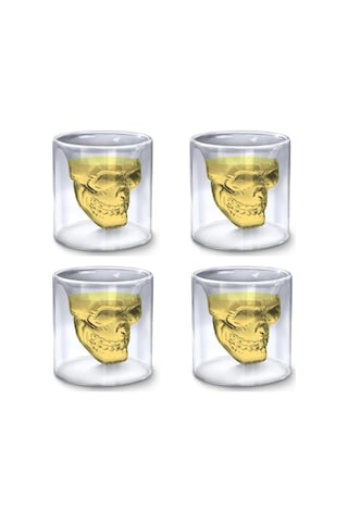 Senon Crystal Head Kuru Kafa 4'lü Shot Bardak Seti Tekila Bardağı Kuru Kafa Tasarımlı Isıya Dayanıklı Sunum Kokt Genel
