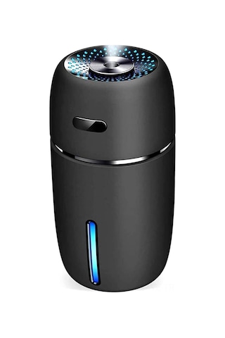 Wezone Usb Araç Nemlendirici Ve Aromaterapi Cihazı, 200 Ml Mini Hava Temizleyici, 7 Renk Led Gece Lambalı, Siyah