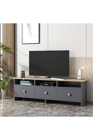 Bmdekor Tv Sehpası Ozan Antrasit Meşe 150 Cm