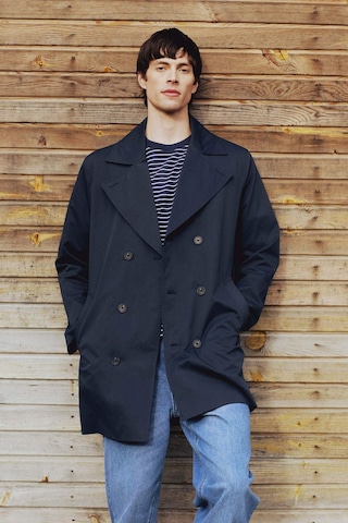 DeFacto Slim Fit Dar Kesim Düğmeli Kemerli Trençkot D5528AX25SPNV253 Lacivert