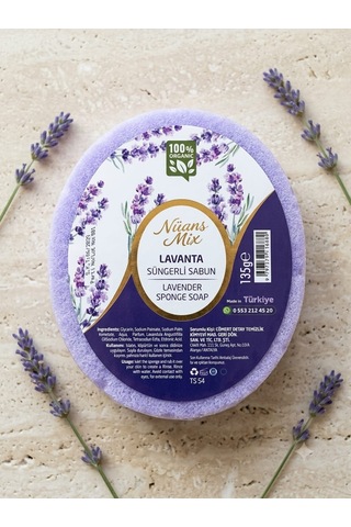 Doğal Handmade Süngerli Sabun, 135 Gr Lavanta