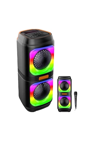Bls-48 Taşınabilir Mikrofonlu Hoparlör Rgb Işıklı Bluetooth Parti Hoparlör