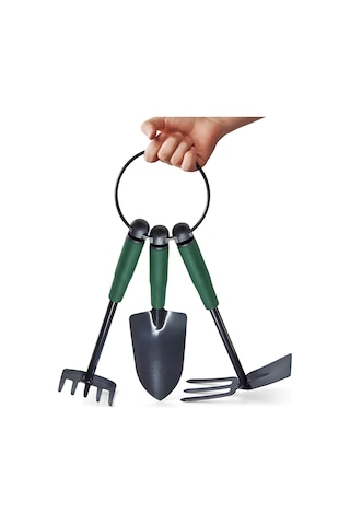 Çapa Tırmık Kürek 3 Lü Set Metal Hobi Bahçe El Aletleri Saksı, Çiçek, Bitki Ve Toprak Kazma Seti