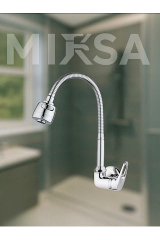 Duvardan Tek Su Çıkışlı Pipo Krom Oynar Borulu Lavabo-eviye Bataryası Çeşmesi Musluğu